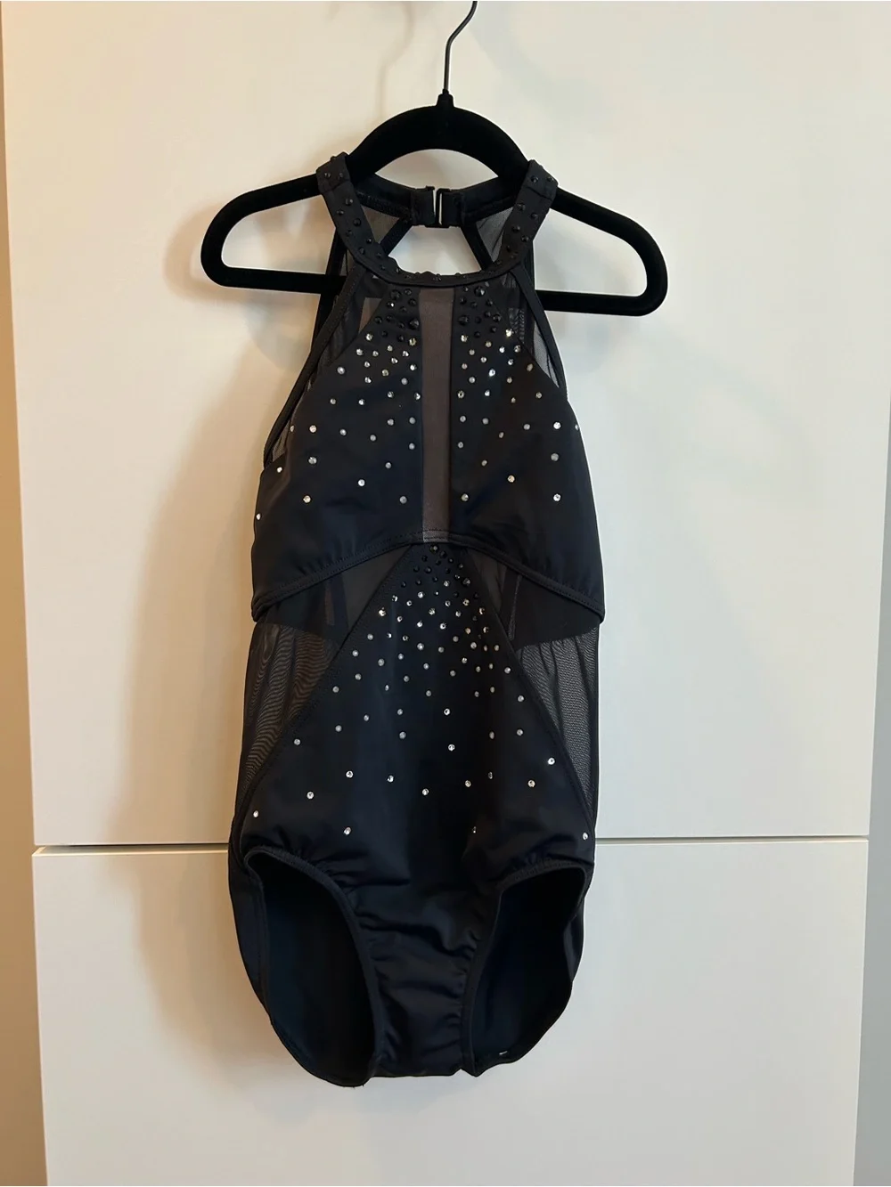 Ivy Sky Performance by Weissman Crystal Halter Leotard - Size MC